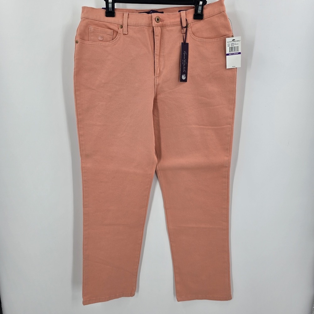 NWT GLORIA VANDERBILT Amanda‎ Jean Women's 14S Coral Denim  Zip Stretch